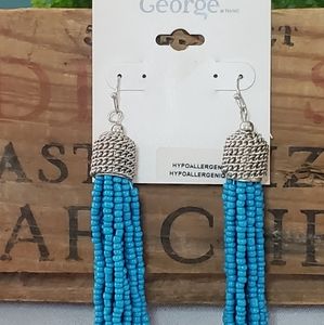 New Blue Bead Dangle Earrings